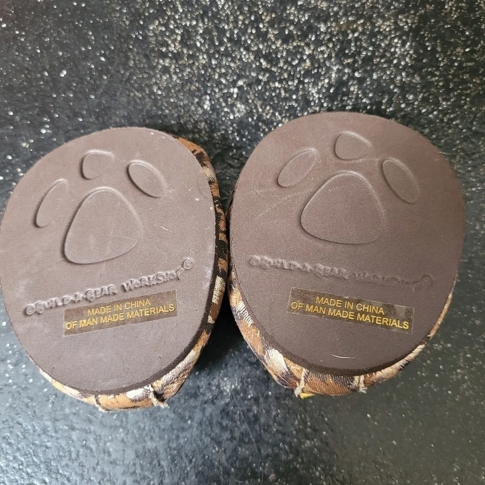 Build A Bear Leopard Print Shoes with Gold Bow